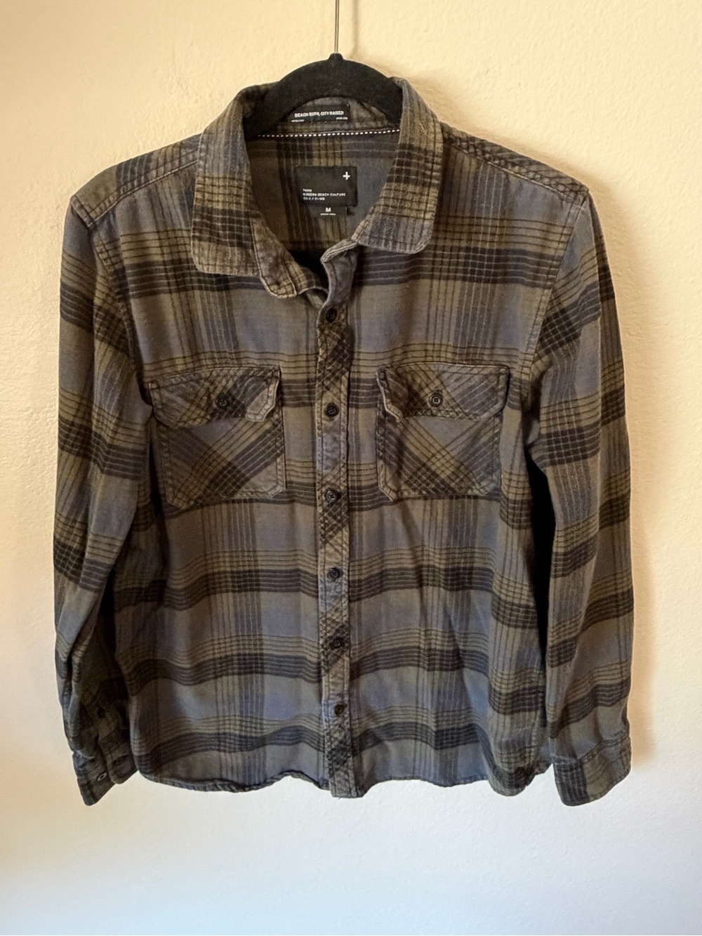 Tavik Olive and Black Plaid Flannel Shirt